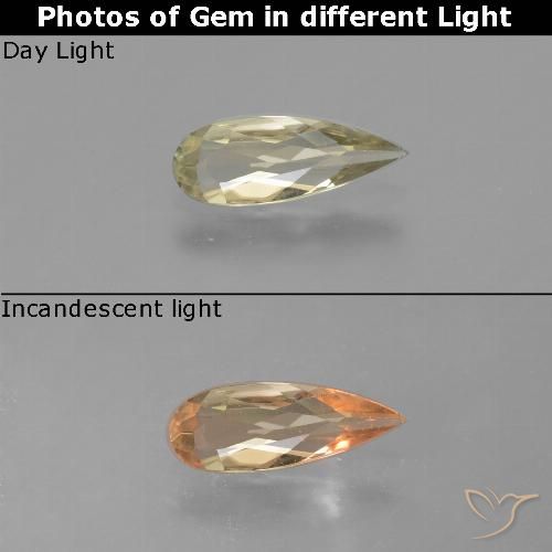 0.81ct Natural Luz amarela Diásporo com mudança de cor, Formato de pêra, VS