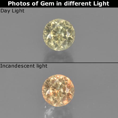 Diasporo de mudança de cor amarelo claro natural 0,58ct, corte redondo, VS