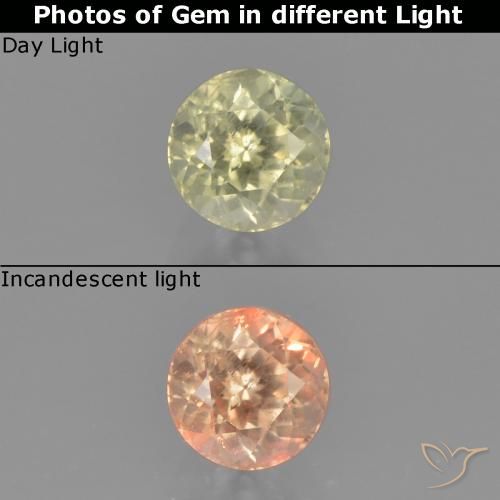 0.58ct Natural Luz amarela Diásporo com mudança de cor, Redondo, VS-SI