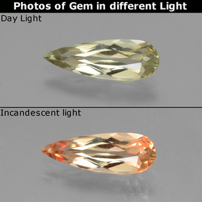 Diasporo de mudança de cor multicolorido natural 1,37ct, formato de pêra, VVS