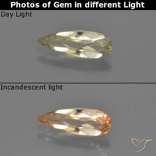 0.69ct Natural Luz amarela Diásporo com mudança de cor, Formato de pêra, VVS-VS