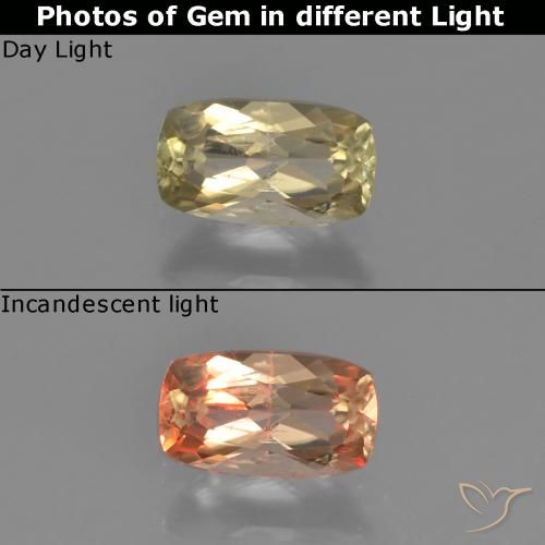 0.77ct Natural Amarelo muito claro Diásporo com mudança de cor, Almofada, VS