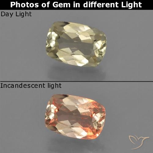 0.93ct Natural Amarelo Terroso Diásporo com mudança de cor, Almofada, VVS-VS