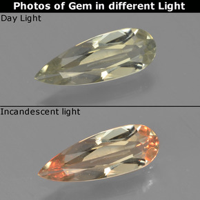 Diásporo com mudança de cor Luz amarela Natural 0.87ct, Formato de pêra, VVS-VS