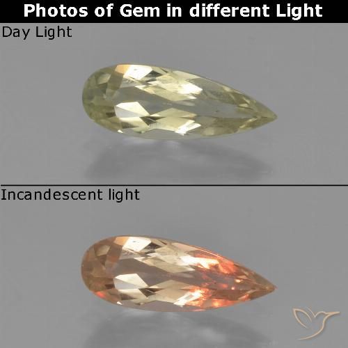 0.72ct Natural Amarelo muito claro Diásporo com mudança de cor, Formato de pêra, VS