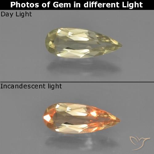 1.05ct Natural Luz amarela Diásporo com mudança de cor, Formato de pêra, VVS-VS