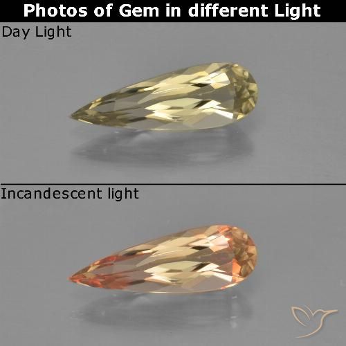 1.03ct Natural Amarelo Terroso Diásporo com mudança de cor, Formato de pêra, VVS-VS