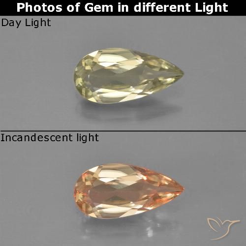 0.85ct Natural Luz amarela Diásporo com mudança de cor, Formato de pêra, VVS-VS
