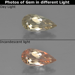 Diásporo com mudança de cor amarelo quente Natural 1.17ct, Formato de pêra, VVS-VS