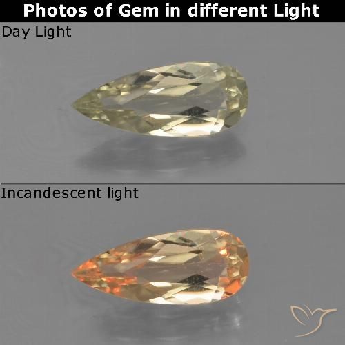 0.95ct Natural Amarelo claro Diásporo com mudança de cor, Formato de pêra, VVS-VS
