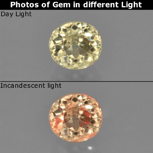 Diasporo de mudança de cor amarelo natural 0,86ct, corte redondo, VS