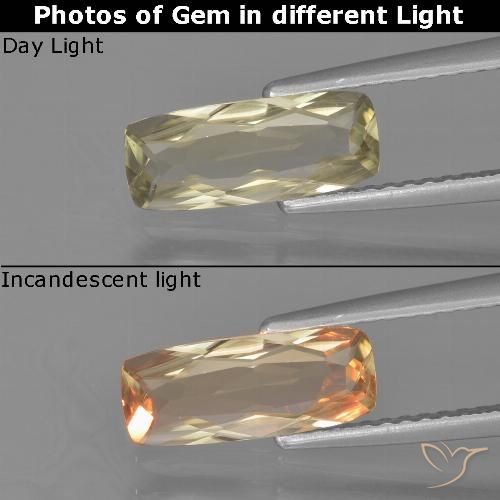 1.14ct Natural Amarelo Muito Pálido Diásporo com mudança de cor, Almofada, VVS