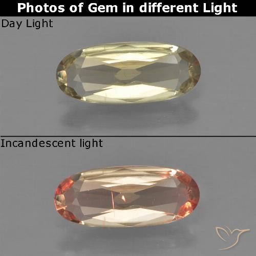 0.87ct Natural amarelo quente Diásporo com mudança de cor, oval, VS