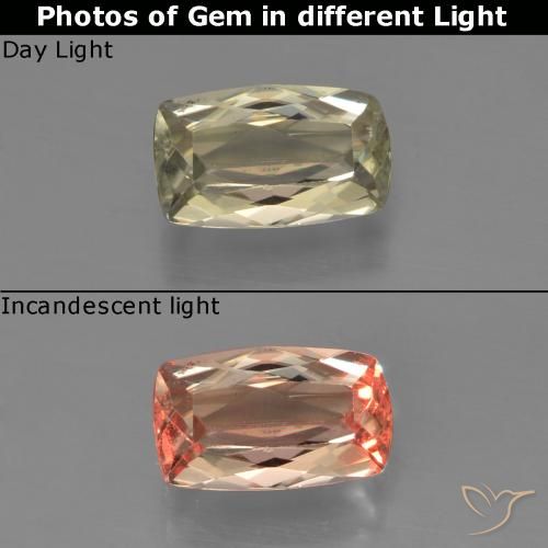 0.95ct Natural Amarelo acastanhado Diásporo com mudança de cor, Almofada, VVS-VS
