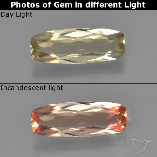 0.90ct Natural amarelo quente Diásporo com mudança de cor, Almofada, VS