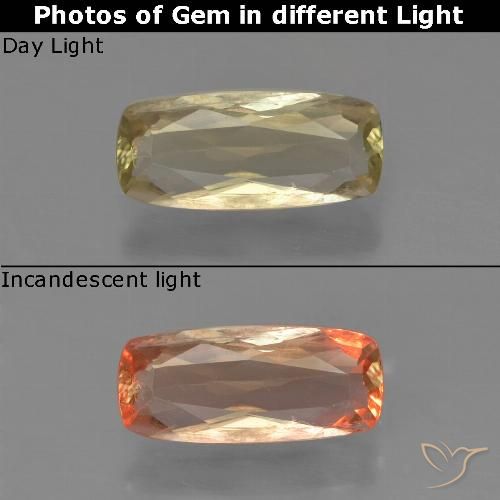 0.95ct Natural amarelo quente Diásporo com mudança de cor, Almofada, VS
