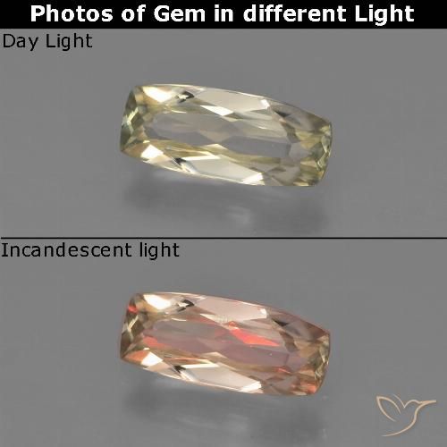 0.64ct Natural Amarelo Dourado Muito Claro Diásporo com mudança de cor, Almofada, VVS