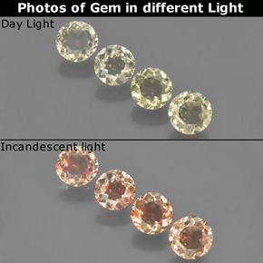 Pedras preciosas de diasporo de mudança de cor amarelo natural de 1,74 ct, corte redondo, VVS-VS