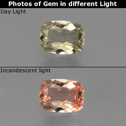 Diásporo com mudança de cor Amarelo Dourado Muito Claro Natural 0.74ct, Almofada cortada, VVS-VS