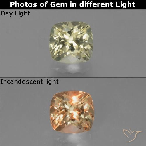 0.87ct Natural Luz amarela Diásporo com mudança de cor, Almofada, VVS-VS