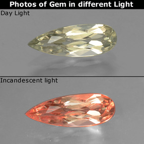 Diasporo de mudança de cor mudança de cor natural 1,14ct, formato de pêra, VVS-VS