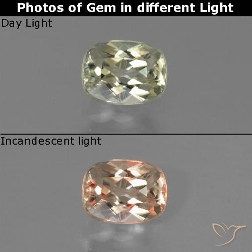 0.77ct Natural Amarelo claro Diásporo com mudança de cor, Almofada, VVS