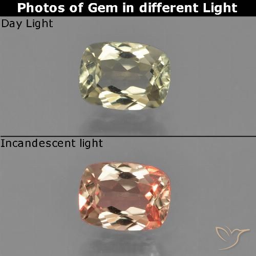 0.86ct Natural Amarelo muito claro Diásporo com mudança de cor, Almofada, VS