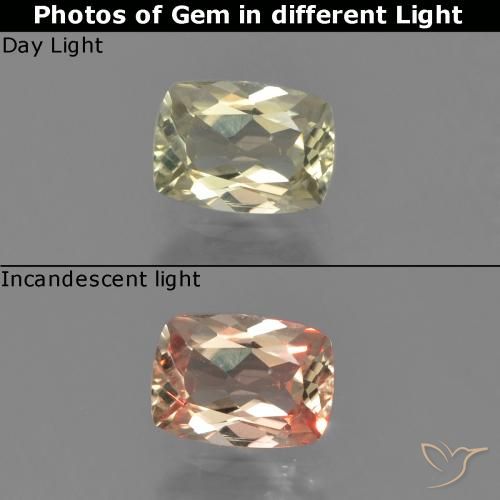 0.63ct Natural Luz amarela Diásporo com mudança de cor, Almofada, VVS-VS