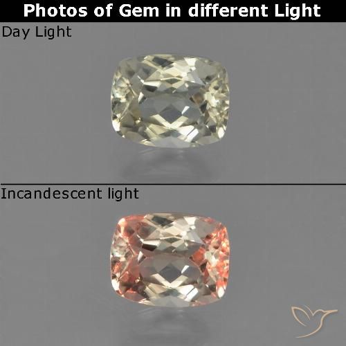 0.75ct Natural Amarelo claro Diásporo com mudança de cor, Almofada, VVS-VS