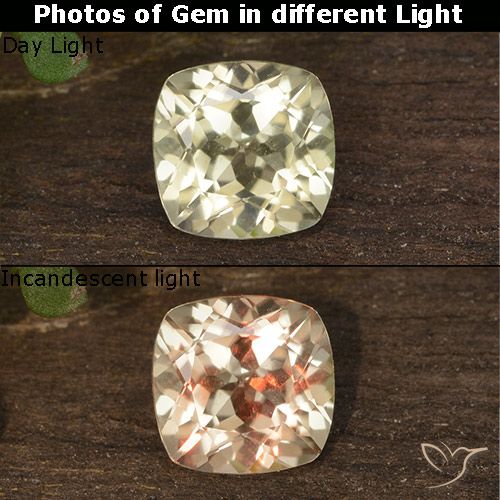 0.74ct Natural Amarelo claro Diásporo com mudança de cor, Almofada, VVS-VS