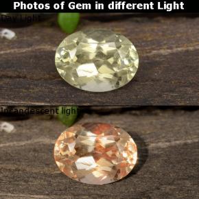 Diasporo de mudança de cor amarelo natural 0,95ct, corte oval, VS