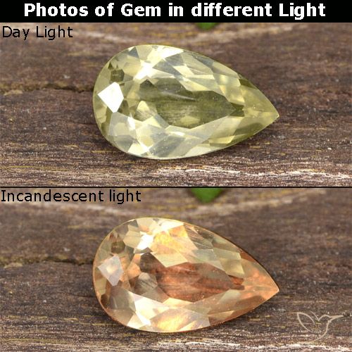 0.80ct Natural Amarelo muito claro Diásporo com mudança de cor, Formato de pêra, VVS-VS