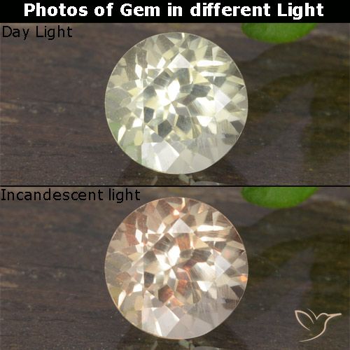 0.61ct Natural Amarelo muito claro Diásporo com mudança de cor, Redondo, VVS-VS