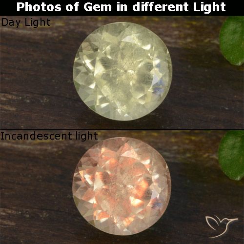 0.64ct Natural Luz amarela Diásporo com mudança de cor, Redondo, VVS-VS