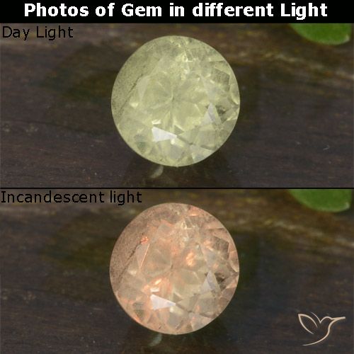 0.63ct Natural Luz amarela Diásporo com mudança de cor, Redondo, VS-SI