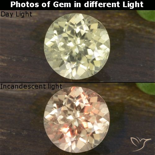 0.68ct Natural Luz amarela Diásporo com mudança de cor, Redondo, VS