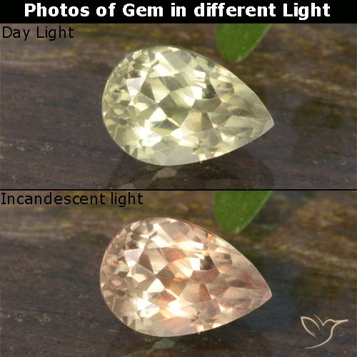 0.69ct Natural Luz amarela Diásporo com mudança de cor, Formato de pêra, VVS-VS