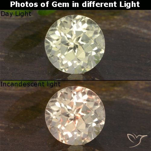 0.70ct Natural Amarelo claro Diásporo com mudança de cor, Redondo, VVS-VS