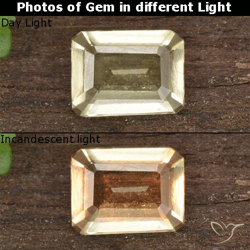 0.85ct Natural Luz amarela Diásporo com mudança de cor, Corte Esmeralda, VVS-VS