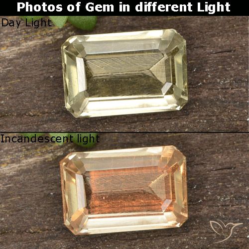 0.72ct Natural Luz amarela Diásporo com mudança de cor, Corte Esmeralda, VVS-VS