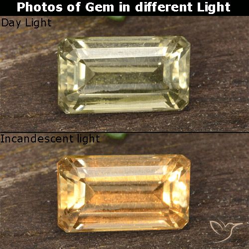 0.87ct Natural Luz amarela Diásporo com mudança de cor, Corte Esmeralda, VVS-VS