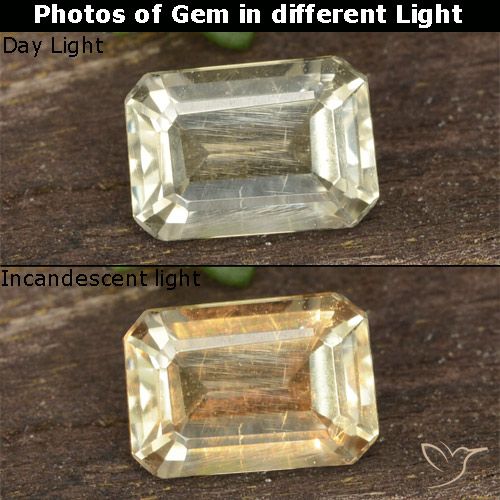 0.73ct Natural Luz amarela Diásporo com mudança de cor, Corte Esmeralda, VVS-VS