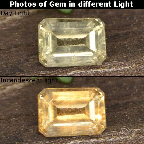 0.73ct Natural Amarelo muito claro Diásporo com mudança de cor, Corte Esmeralda, VVS-VS