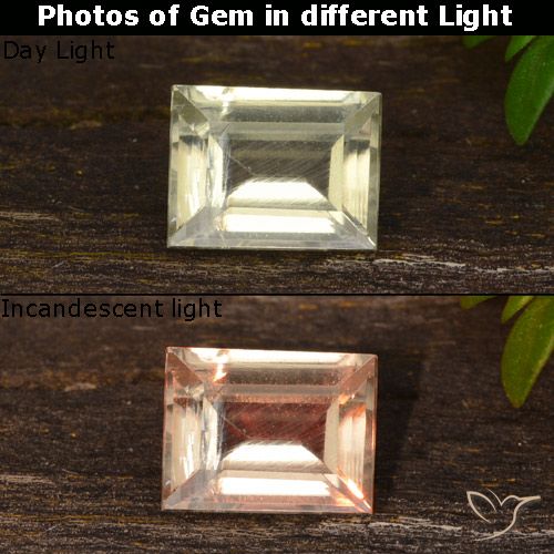 0.51ct Natural amarelo bege Diásporo com mudança de cor, baguete, VS