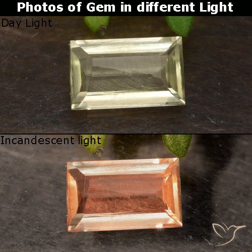 0.64ct Natural amarelo bege Diásporo com mudança de cor, baguete, VS