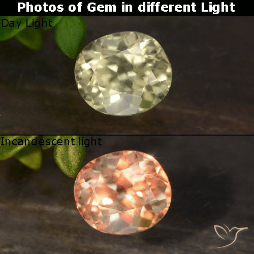 0.80ct Natural Amarelo Muito Pálido Diásporo com mudança de cor, oval, VVS-VS