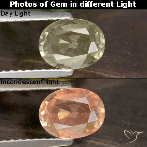 0.66ct Natural Amarelo muito claro Diásporo com mudança de cor, oval, VVS-VS