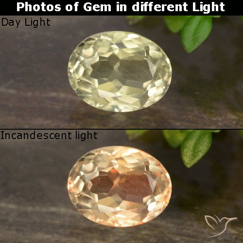 0.84ct Natural Amarelo Muito Pálido Diásporo com mudança de cor, oval, VVS-VS, Photo A