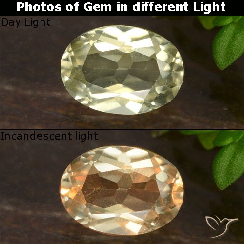 0.65ct Natural Luz amarela Diásporo com mudança de cor, oval, VVS-VS