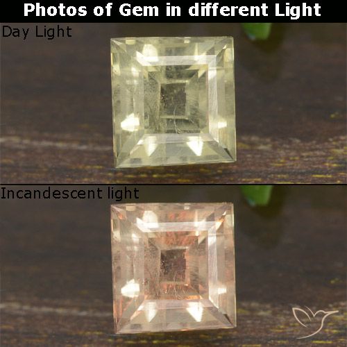 0.82ct Natural Luz amarela Diásporo com mudança de cor, Quadrado, VS